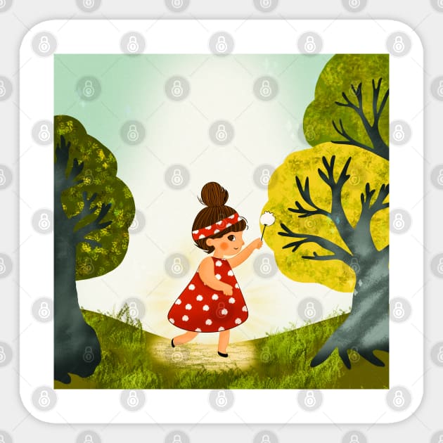 Enchanted Dreams: A Girl's Journey in the Magic Forest Sticker by IstoriaDesign